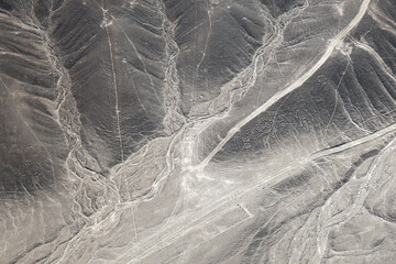 Aerial View of Palpa Geoglyphs, The Paracas Family. Nazca, Peru.