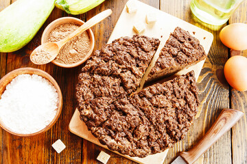 Zucchini cake with cocoa powder