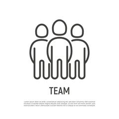 Gathering thin line icon. Group, team, organization, community. Vector illustration.