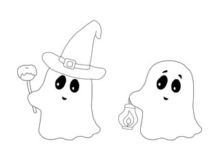The outline of the Ghost in a hat and ghost with a lantern