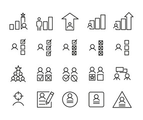 Simple Set Of Head Hunting Outline Icons. Elements For Mobile Concept And Web Apps. Thin Line Vector Icons For Website Design And Development, App Development. Premium Pack.