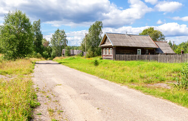 Fototapeta na wymiar Rural landscape with traditioal wooden houses