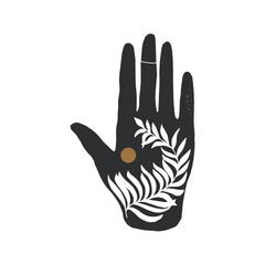 Decorative hand in boho style. Vector illustration.