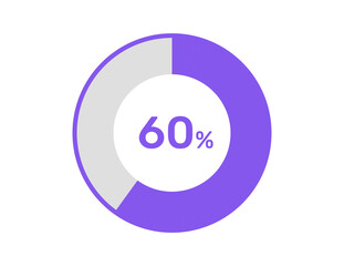 60% circle percentage diagrams, 60 Percentage ready to use for web design, infographic or business 