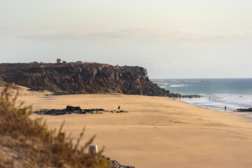 Fototapeta na wymiar Coast in Fuerteventura at El Cotillo in the Canary Islands, Spain.