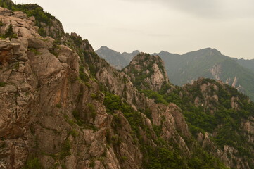 Hiking in the colorful Seoraksan Mountains in South Korea, Asia