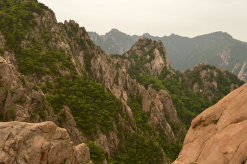 Hiking in the colorful Seoraksan Mountains in South Korea, Asia