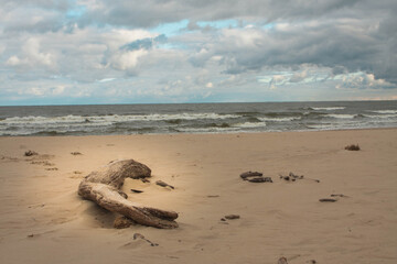 Fototapeta na wymiar Jesienna plaża w Sobieszewie