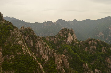 Hiking in the colorful Seoraksan Mountains in South Korea, Asia