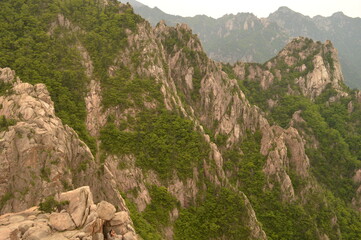 Hiking in the colorful Seoraksan Mountains in South Korea, Asia