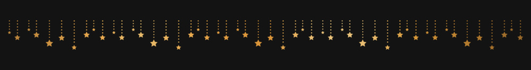 星の輝き エレガント装飾 ガーランド（ゴールド、黒背景）
