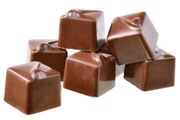 Cubes of chocolate candy isolated