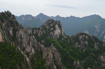 Hiking in the colorful Seoraksan Mountains in South Korea, Asia