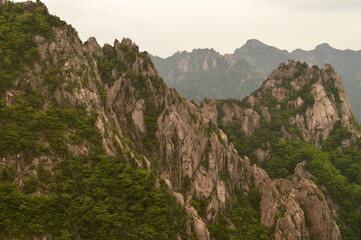 Hiking in the colorful Seoraksan Mountains in South Korea, Asia