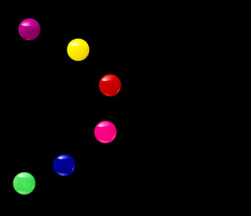 background frame of colored magnetic paper clips in the form of an abstract shape on a black background