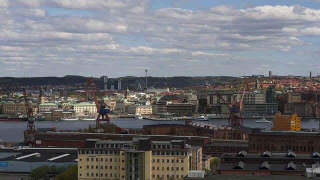 Cityscape Gothenburg skyline. Timelapse. 4K. 25p
