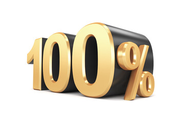 Black Friday. Black hundred percentages with gold decor on a white background. 3d render illustration.