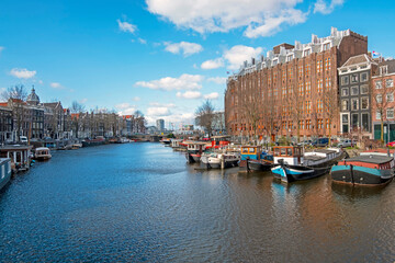 City scenic from Amsterdam at the Oude Turfmarkt in the Netherlands
