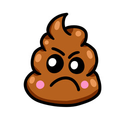 Cartoon Stylized Angry Poop Emoticon