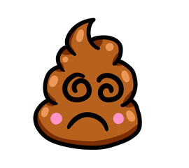Cartoon Stylized Confused Poop Emoticon