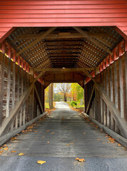 As seen through the Roddy Road Covered Bridge in Maryland