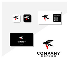 letter f eagle head logo and business card vector