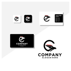 letter g eagle head logo and business card vector