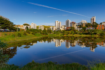 Fototapeta premium Partial view of Santa Lúcia Dam, in Belo Horizonte, Minas Gerais state, Brazil