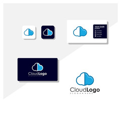 cloud technology logo with business card vector