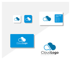 cloud technology logo with business card vector