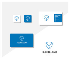 Technology logo and business card vector