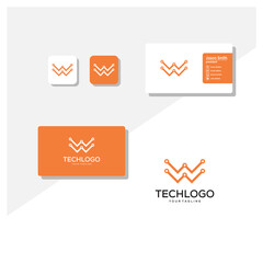 Technology logo and business card vector