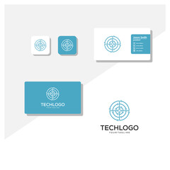 Fototapeta na wymiar Technology logo and business card vector