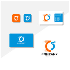 letter C logo and business card vector