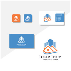 building logo and business card vector