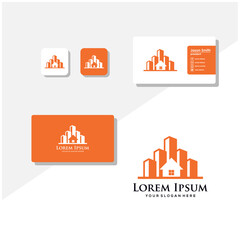 building logo and business card vector