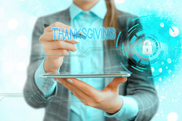Handwriting text writing Thanksgiving. Conceptual photo public acknowledgment or celebration of...