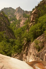 Hiking and climbing in the stunning Seoraksan Mountain Range in South Korea, Asia