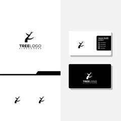 tree logo and business card vector