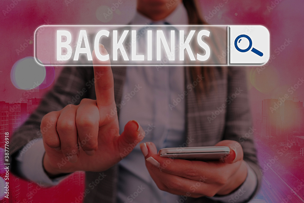 Poster conceptual hand writing showing backlinks. concept meaning links from one website to a page on anoth