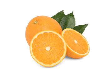Orange and Orange slice isolate on white with work path