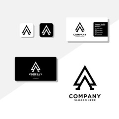 letter aa logo design and business card vector template