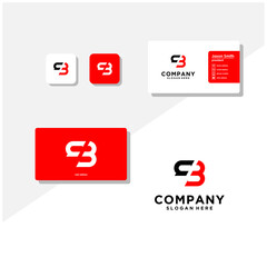 letter CB logo design and business card vector