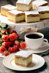 ciastka, deser, jedzenie, kawa, słodki, ciasto, filizanka, ciasta, płyta, cherbata, krem, przepyszny, pieczone, przekąska, drink, delikatesowy, piekarnia