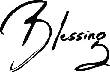 Blessing-Female Name Modern Brush Calligraphy Cursive Text on White Background