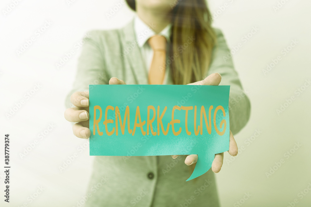 Poster writing note showing remarketing. business concept for clever way to connect visitor to site who hav
