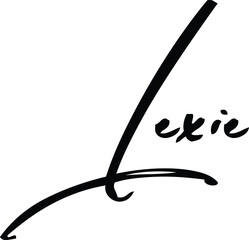 Lexie-Female Name Modern Cursive Brush Calligraphy on White Background