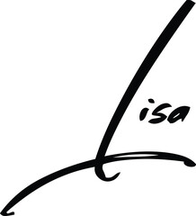 Lisa-Female Name Modern Cursive Brush Calligraphy on White Background