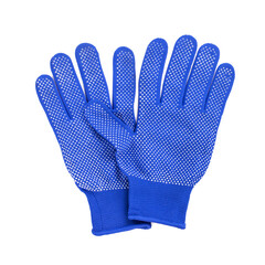 A pair of work gloves on a white isolated background.