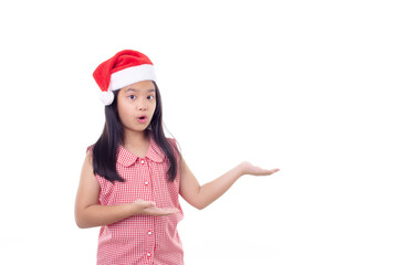 Obraz na płótnie Canvas Portrait Little Asian girl wearing Santa hat